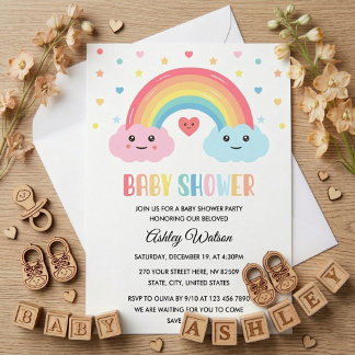 Rainbow Miracle Baby Shower 招待状