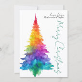 Rainbow Modern Christmas Tree Photo Personalized シーズンカード (正面)