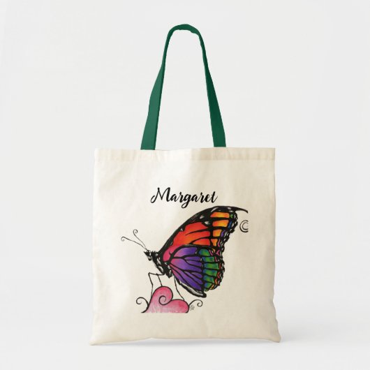 Rainbow Monarch Butterfly Original Fantasy Art トートバッグ (正面)