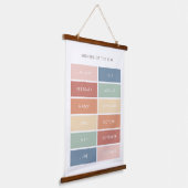 Rainbow Months of the Year教室 吊り下げ型タペストリー (傾斜あり)