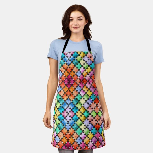 Rainbow mosaic pattern エプロン (着用した状態)