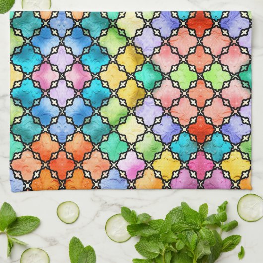 Rainbow mosaic pattern キッチンタオル (折り畳み)