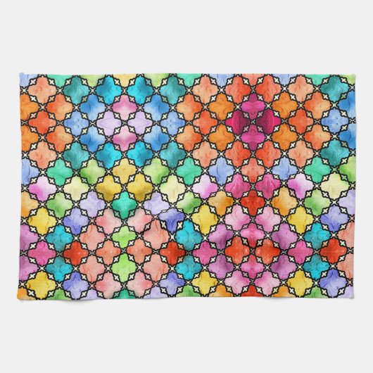 Rainbow mosaic pattern キッチンタオル (横)