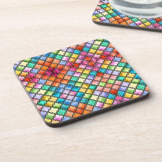 Rainbow mosaic pattern コースター (左側)