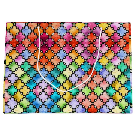Rainbow mosaic pattern ラージペーパーバッグ (正面)