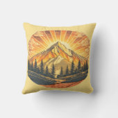 Rainbow Mountain Peak | Retro Mountains Sunrise クッション (裏面)