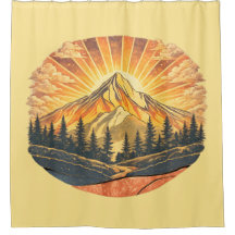 Rainbow Mountain Peak | Retro Mountains Sunrise 