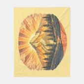 Rainbow Mountain Peak | Retro Mountains Sunrise フリースブランケット (正面)