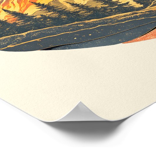 Rainbow Mountain Peak Retro Mountains Sunrise Art ポスター (角)