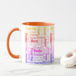 Rainbow Multilingual Thank カラフル You Word Cloud マグカップ