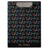 Rainbow Music Notesクリップボード（濃色）パーソナライズされた- クリップボード (正面)