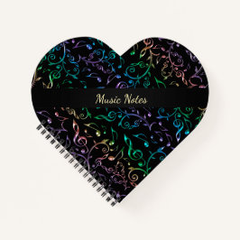 Rainbow Music Notesパーソナライズされたハート ノートブック