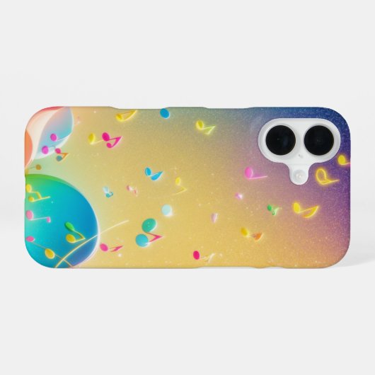 Rainbow Music Notes Pop Art Phone Case iPhone 16ケース (裏面横)