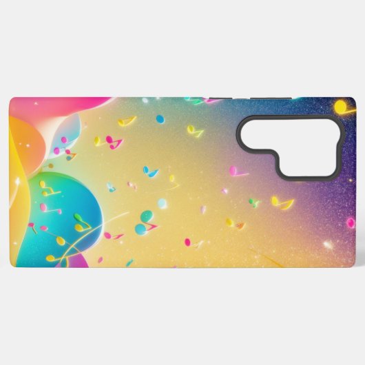 Rainbow Music Notes Pop Art Phone Case Samsung Galaxyケース (裏面横)