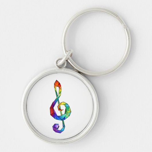 Rainbow musical key treble clef キーホルダー (正面)