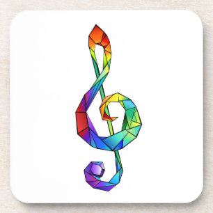 Rainbow musical key treble clef コースター