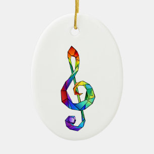 Rainbow musical key treble clef セラミックオーナメント