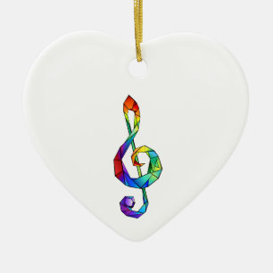 Rainbow musical key treble clef セラミックオーナメント