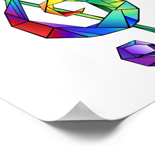 Rainbow Musical Key treble clef ポスター (角)