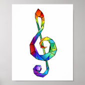 Rainbow Musical Key treble clef ポスター (正面)