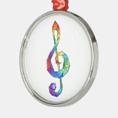 Rainbow musical key treble clef メタルオーナメント (左)