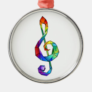 Rainbow musical key treble clef メタルオーナメント