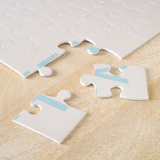 Rainbow Narwhal Kawaii Pattern Pastel Blue Name ジグソーパズル (側面)