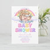 Rainbow Noah’s Ark Baby Shower Glitter Invitation 招待状 (スタンド正面)