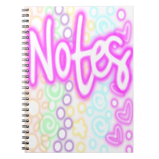 Rainbow “Notes” Notebook – Neon Pastel Aesthetic ノートブック (正面)