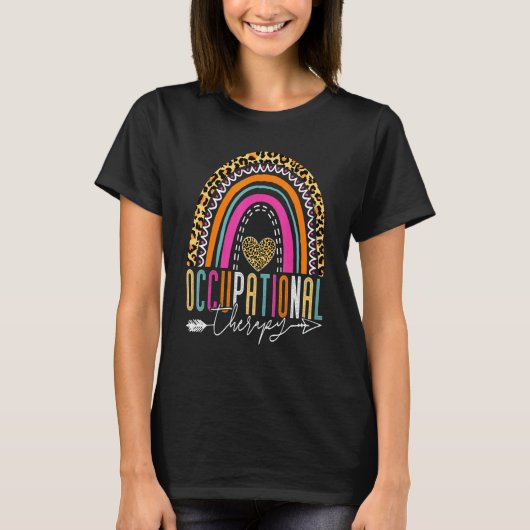 Rainbow Occupational Therapy Leopard OT Therapist  Tシャツ (正面)