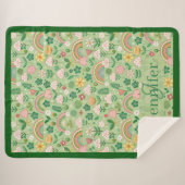 Rainbow of Irish Luck Shamrock Clover Pastel Green シェルパブランケット (正面(横))