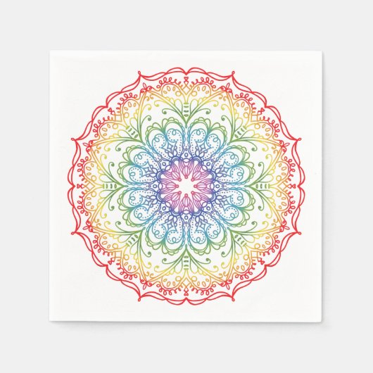 Rainbow Ombre Mandala  スタンダードカクテルナプキン (正面)