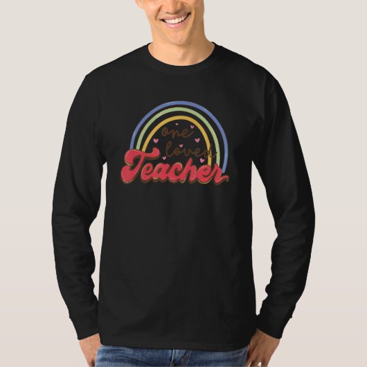 Rainbow One Loved Teacher Teacher Student Valentin Tシャツ (正面)