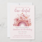 Rainbow Onederful 1st Birthday Party Invitation 招待状 (正面)