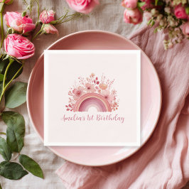 Rainbow Onederful 1st Birthday Party Napkin スタンダードカクテルナプキン