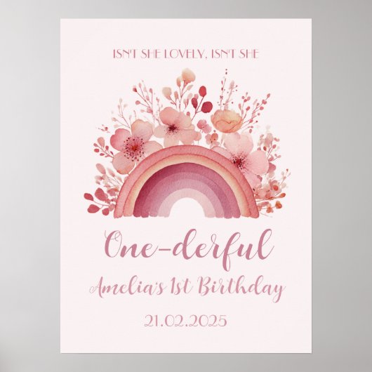 Rainbow Onederful 1st Birthday Party Welcome ポスター (正面)
