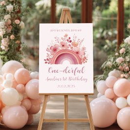 Rainbow Onederful 1st Birthday Party Welcome  ポスター