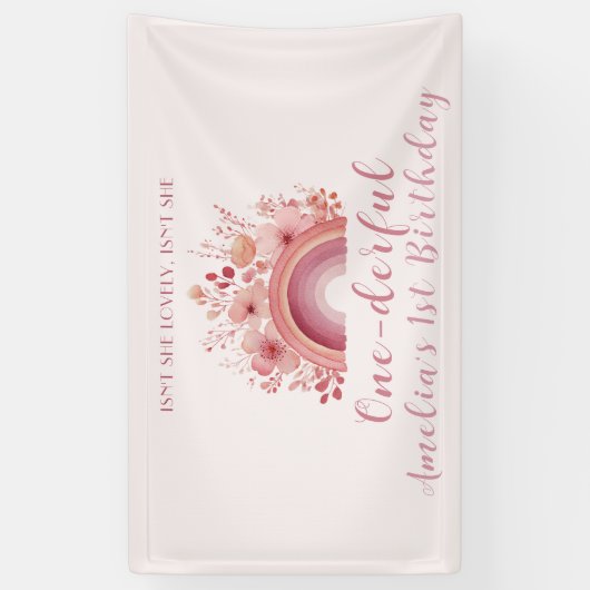 Rainbow Onederful 1st Birthday Party Welcome 横断幕 (縦)