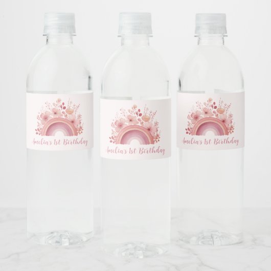 Rainbow Onederful 1st Birthday Water Bottle Label ペットボトルラベル (ボトル)
