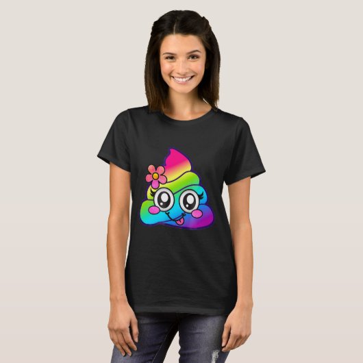 Rainbow Op Emoji Cute Unicorn O Flower Silly Tシャツ (正面フル)