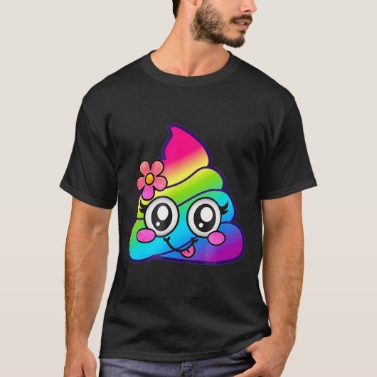Rainbow Op Emoji Cute Unicorn O Flower Silly Tシャツ (正面)