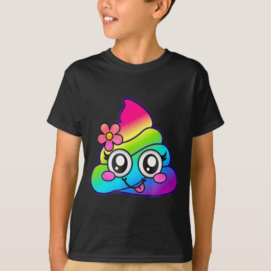 Rainbow Op Emoji Cute Unicorn O Flower Silly  Tシャツ (正面)