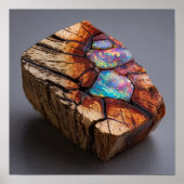 Rainbow Opalized Wood - Petrified Forest Gem ポスター (正面)