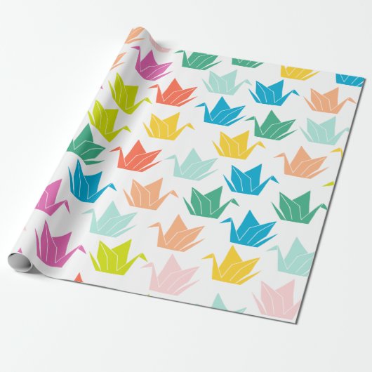 Rainbow Origami Crane Wrapping Paper ラッピングペーパー (アンロールド)