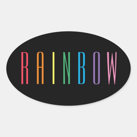RAINBOW Ovalスタンプ/黒 楕円形シール (正面)