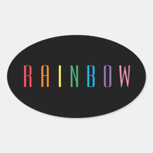 RAINBOW Ovalスタンプ/黒 楕円形シール
