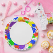 Rainbow Paint Splash Birthday Party Paper Plates ペーパープレート (パーティー)