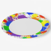 Rainbow Paint Splash Birthday Party Paper Plates ペーパープレート (アングル)