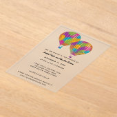 Rainbow Painted Hot Air Balloons Custom Wedding アクリル招待状 (レイダウン)