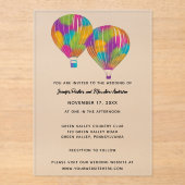 Rainbow Painted Hot Air Balloons Custom Wedding アクリル招待状 (正面)